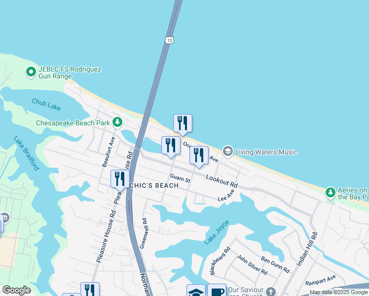 map of restaurants, bars, coffee shops, grocery stores, and more near 4532 Lauderdale Avenue in Virginia Beach