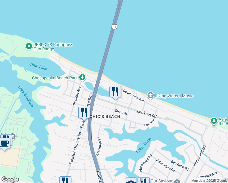 map of restaurants, bars, coffee shops, grocery stores, and more near 4612 Lauderdale Avenue in Virginia Beach