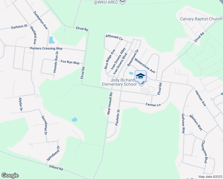 map of restaurants, bars, coffee shops, grocery stores, and more near 101 Neal Howell Road in Bowling Green