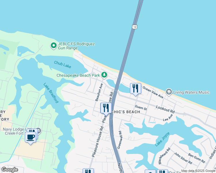 map of restaurants, bars, coffee shops, grocery stores, and more near 2521 Bridgeside Place in Virginia Beach