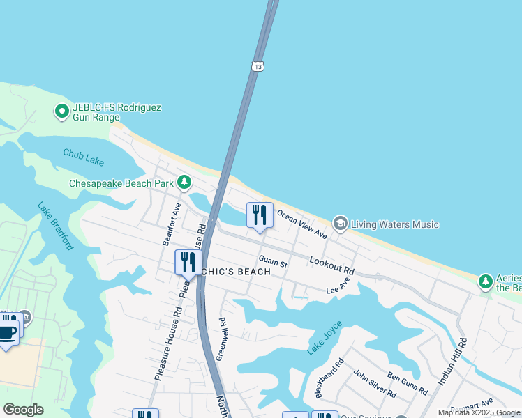 map of restaurants, bars, coffee shops, grocery stores, and more near 4613 Ocean View Avenue in Virginia Beach