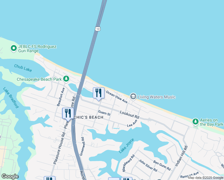 map of restaurants, bars, coffee shops, grocery stores, and more near 2549 Seaview Avenue in Virginia Beach