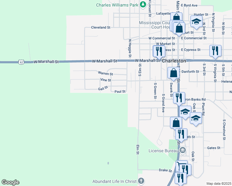 map of restaurants, bars, coffee shops, grocery stores, and more near 601-617 Gail Street in Charleston