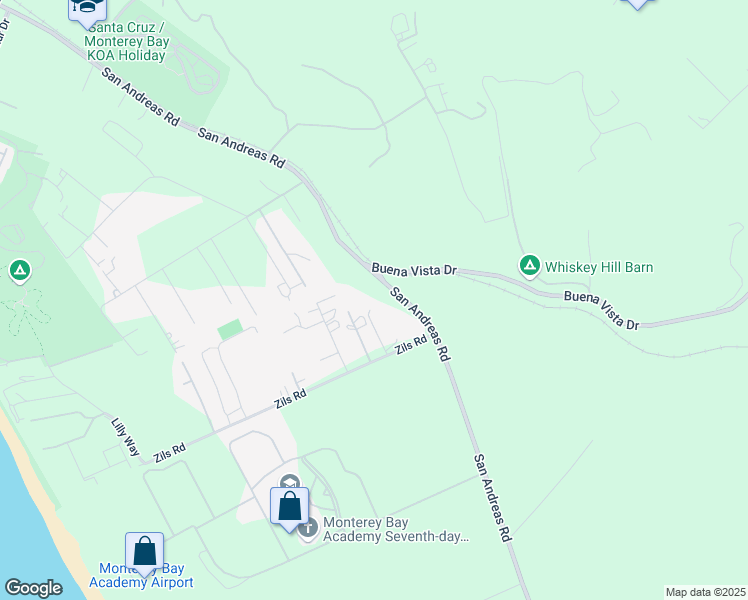 map of restaurants, bars, coffee shops, grocery stores, and more near 44 Zils Road in Watsonville