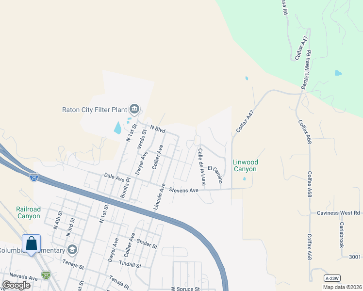 map of restaurants, bars, coffee shops, grocery stores, and more near North Boulevard in Raton