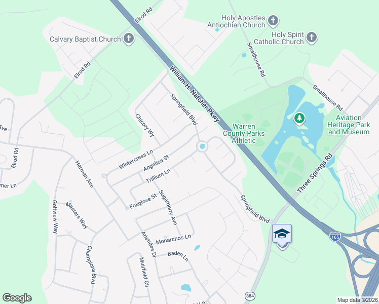 map of restaurants, bars, coffee shops, grocery stores, and more near 1298 Trillium Lane in Bowling Green