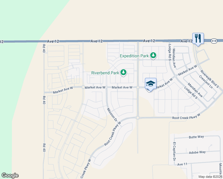 map of restaurants, bars, coffee shops, grocery stores, and more near 937 Maclure Avenue in Madera