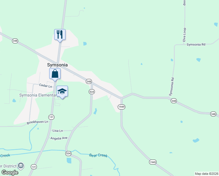 map of restaurants, bars, coffee shops, grocery stores, and more near 320-470 Highway 348 in Symsonia