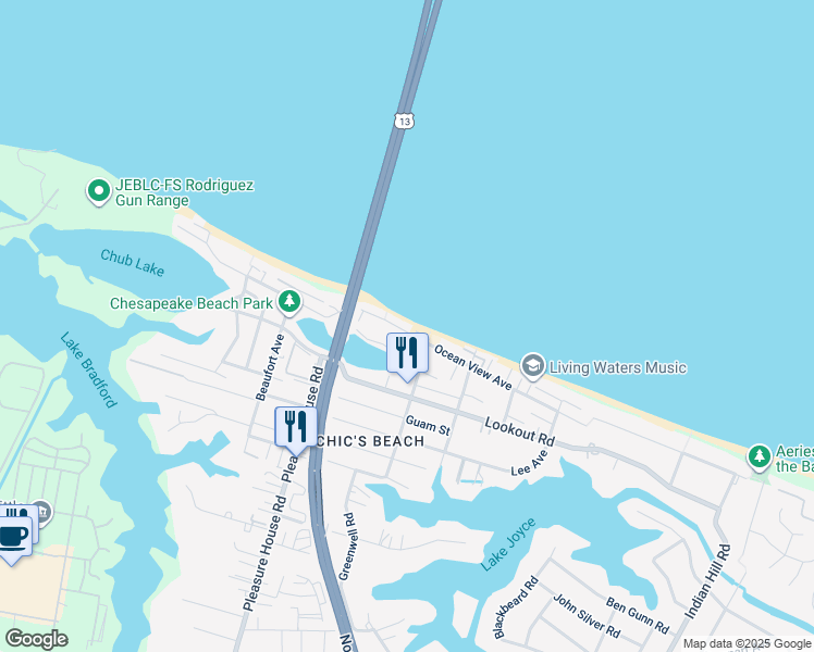map of restaurants, bars, coffee shops, grocery stores, and more near 4624 Ocean View Avenue in Virginia Beach