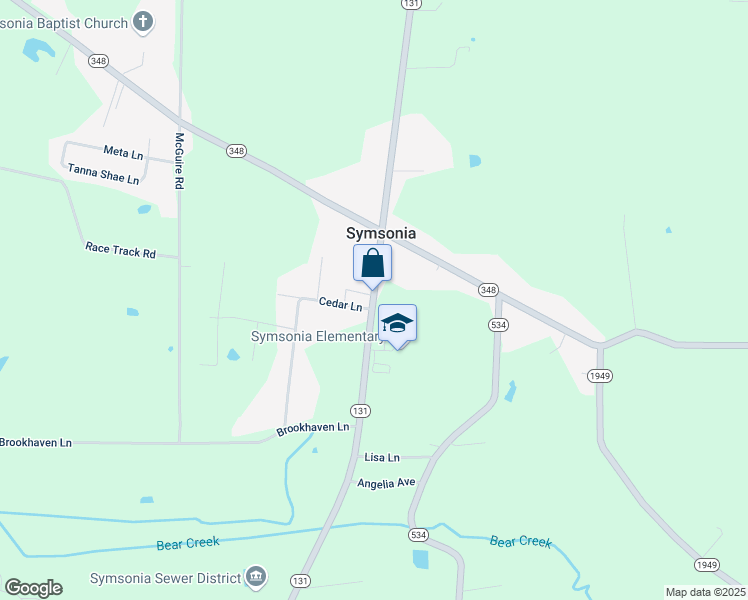 map of restaurants, bars, coffee shops, grocery stores, and more near 11730 Kentucky 131 in Symsonia