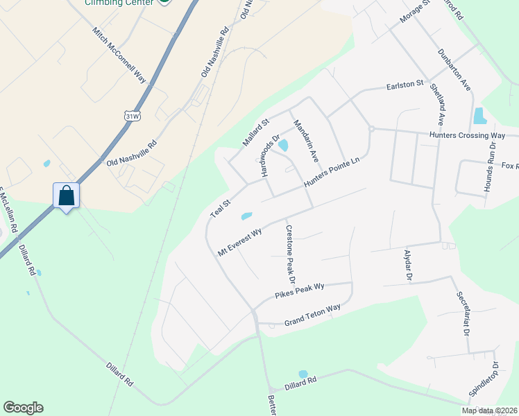 map of restaurants, bars, coffee shops, grocery stores, and more near 1120 Hunters Pointe Lane in Bowling Green