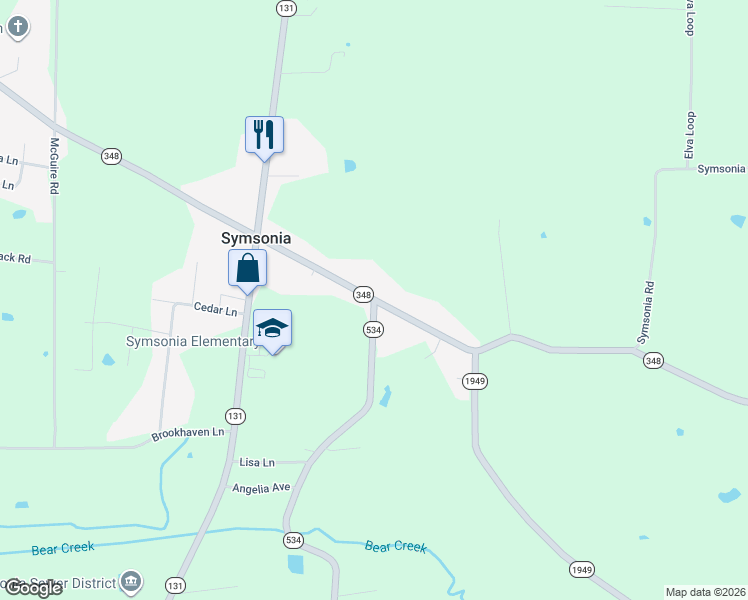 map of restaurants, bars, coffee shops, grocery stores, and more near 320 Kentucky 348 in Symsonia