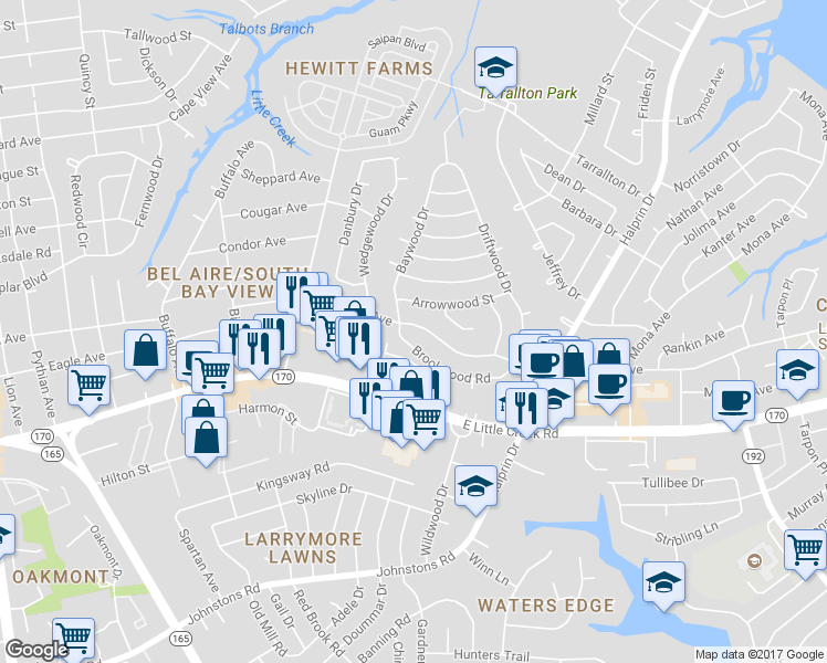 map of restaurants, bars, coffee shops, grocery stores, and more near 1809 Dominion Avenue in Norfolk