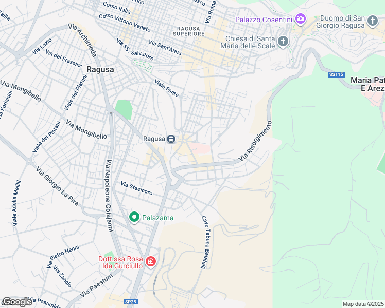 map of restaurants, bars, coffee shops, grocery stores, and more near 20 Viale Sicilia in Ragusa