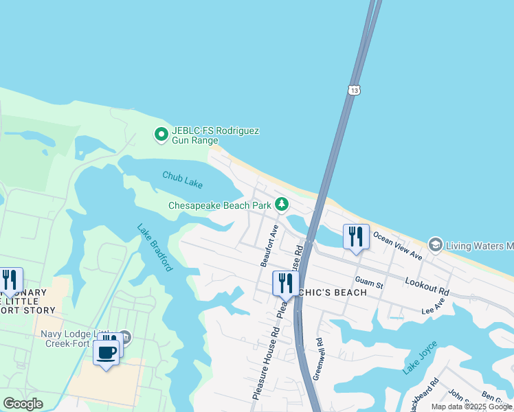 map of restaurants, bars, coffee shops, grocery stores, and more near 4925 Lookout Road in Virginia Beach
