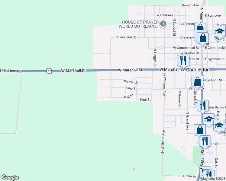 map of restaurants, bars, coffee shops, grocery stores, and more near 722-898 Gail Street in Charleston