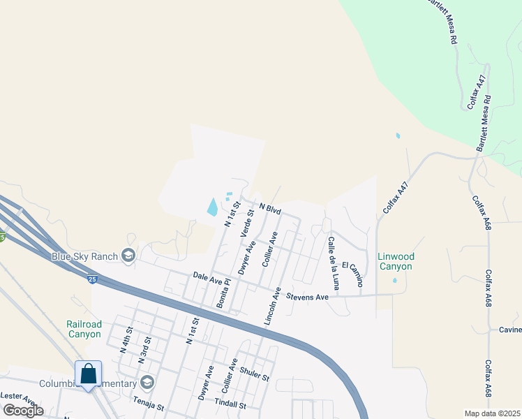 map of restaurants, bars, coffee shops, grocery stores, and more near 1352 Verde Street in Raton