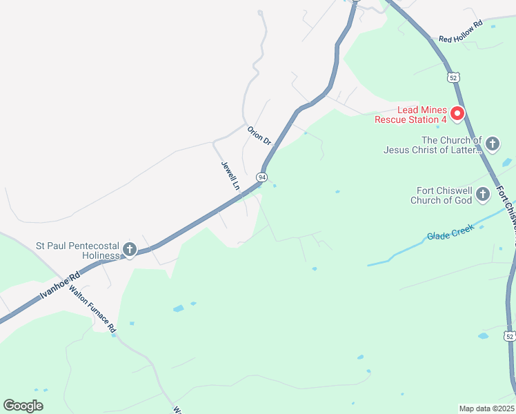 map of restaurants, bars, coffee shops, grocery stores, and more near 540 Ivanhoe Road in Max Meadows