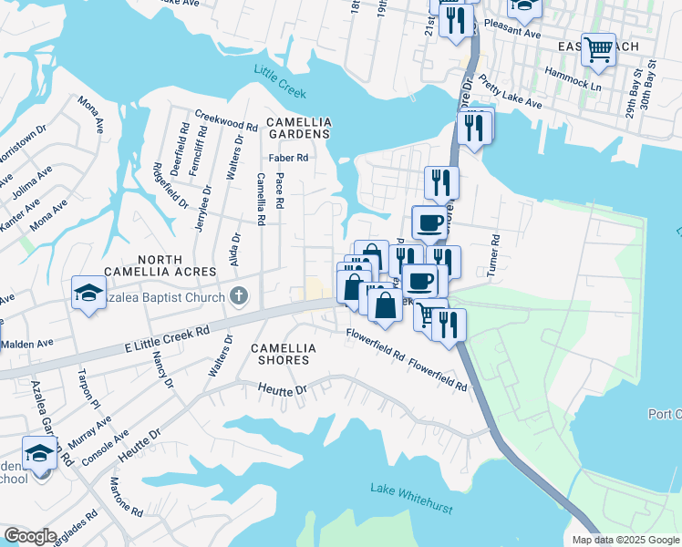 map of restaurants, bars, coffee shops, grocery stores, and more near 7940 Woodall Road in Norfolk