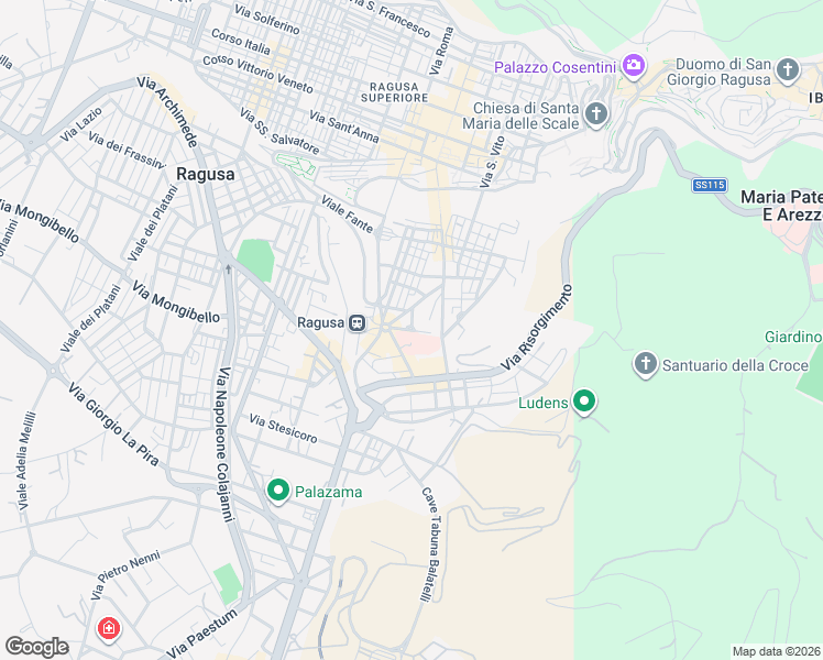 map of restaurants, bars, coffee shops, grocery stores, and more near 20 Via Caserma in Ragusa