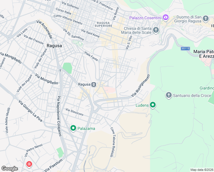 map of restaurants, bars, coffee shops, grocery stores, and more near 20 Via Caserma in Ragusa