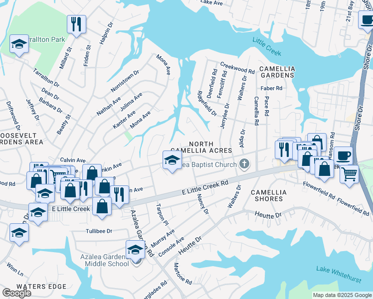 map of restaurants, bars, coffee shops, grocery stores, and more near 2829 David Avenue in Norfolk