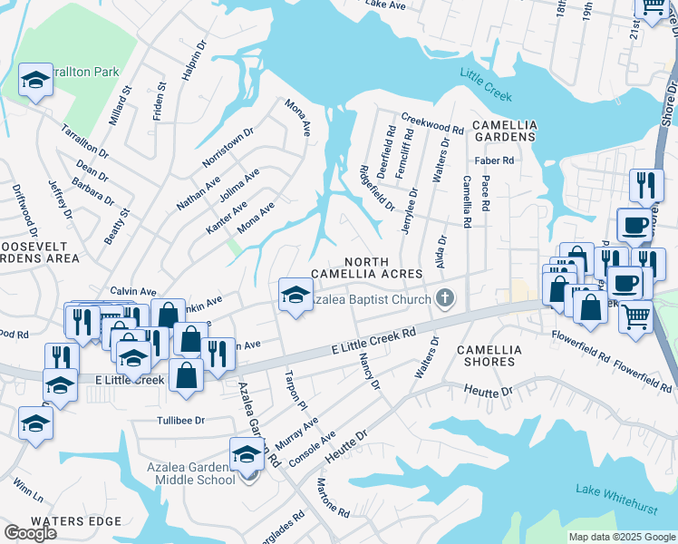 map of restaurants, bars, coffee shops, grocery stores, and more near 2829 David Avenue in Norfolk