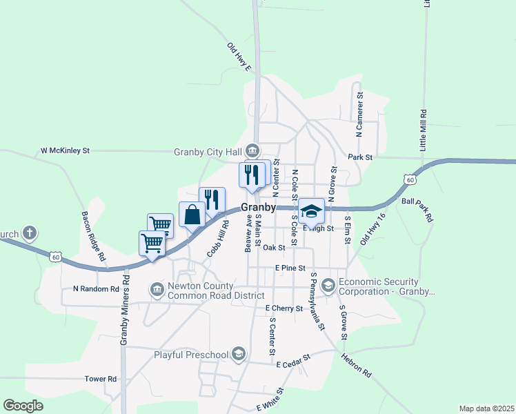 map of restaurants, bars, coffee shops, grocery stores, and more near 144 West Valley Street in Granby