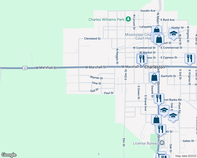 map of restaurants, bars, coffee shops, grocery stores, and more near 706 Warren Street in Charleston