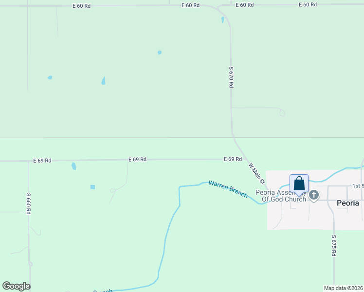 map of restaurants, bars, coffee shops, grocery stores, and more near 66750 East 69 Road in Quapaw