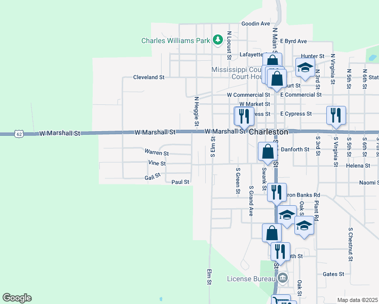 map of restaurants, bars, coffee shops, grocery stores, and more near 600 Warren Street in Charleston