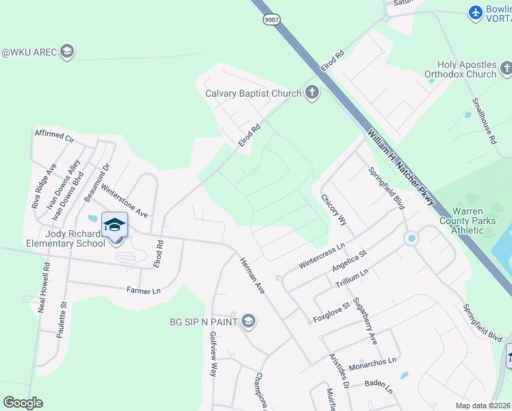 map of restaurants, bars, coffee shops, grocery stores, and more near 272 Ashton Court in Bowling Green