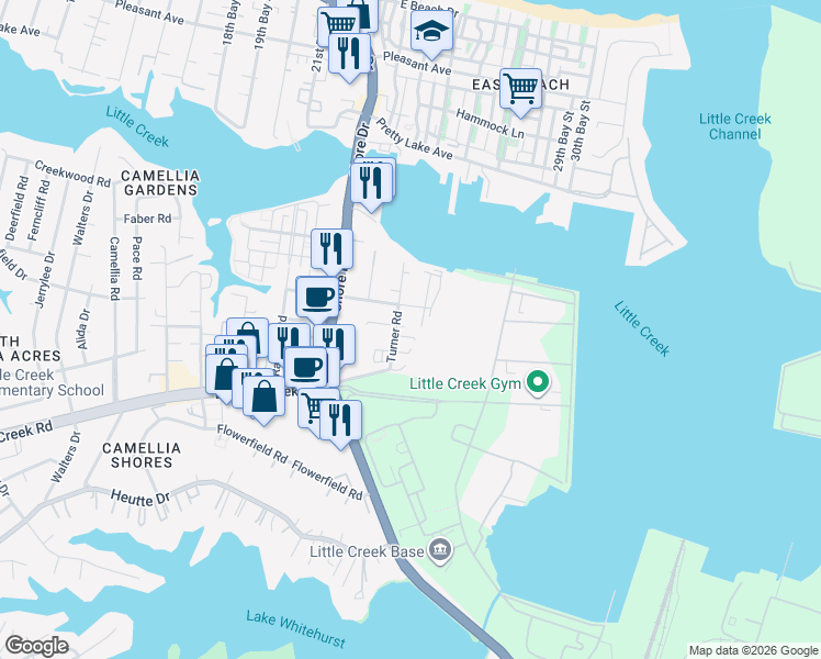 map of restaurants, bars, coffee shops, grocery stores, and more near in Norfolk