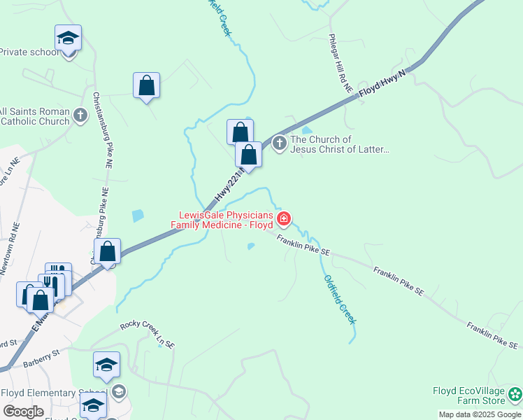 map of restaurants, bars, coffee shops, grocery stores, and more near in Floyd