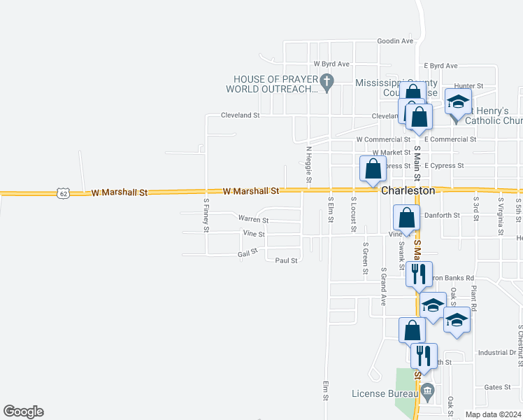 map of restaurants, bars, coffee shops, grocery stores, and more near 706 Warren Street in Charleston
