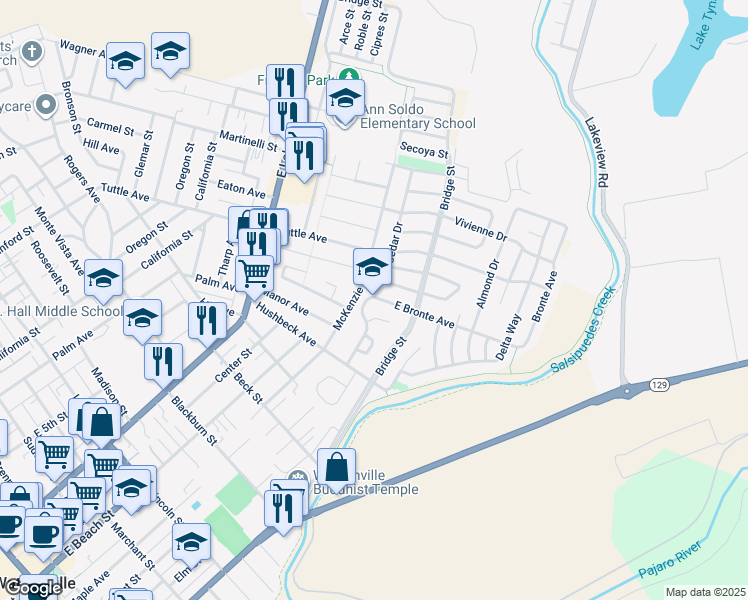 map of restaurants, bars, coffee shops, grocery stores, and more near in Mount MADONNA