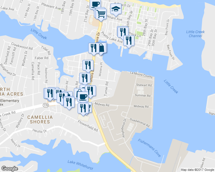 map of restaurants, bars, coffee shops, grocery stores, and more near in Norfolk