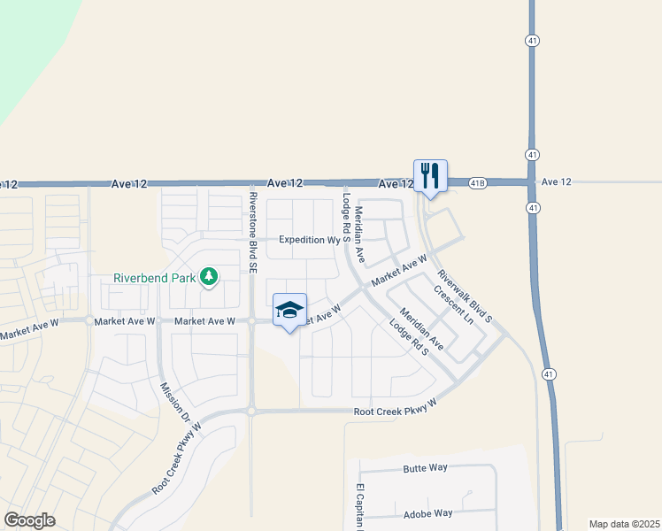 map of restaurants, bars, coffee shops, grocery stores, and more near 516 Blue Oak Lane West in Madera