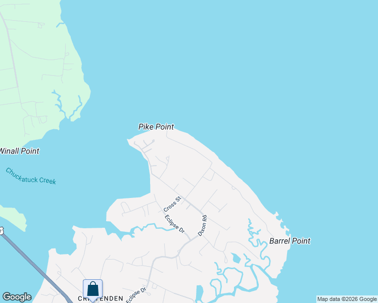 map of restaurants, bars, coffee shops, grocery stores, and more near 9384 Rivershore Drive in Suffolk