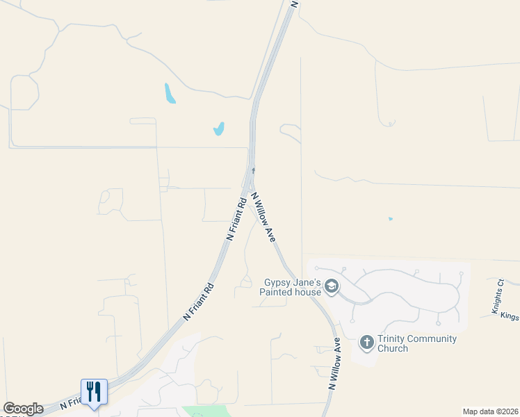 map of restaurants, bars, coffee shops, grocery stores, and more near 12802 North Willow Avenue in Clovis