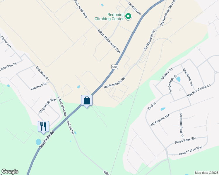 map of restaurants, bars, coffee shops, grocery stores, and more near 6318 Old Nashville Road in Bowling Green