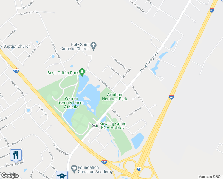 map of restaurants, bars, coffee shops, grocery stores, and more near 4940 Smallhouse Road in Bowling Green