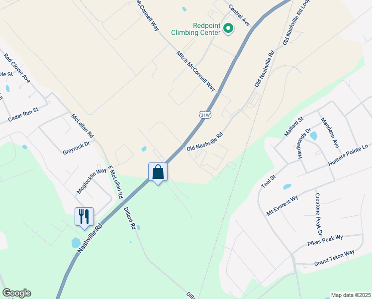 map of restaurants, bars, coffee shops, grocery stores, and more near 8140 Old Nashville Road in Bowling Green