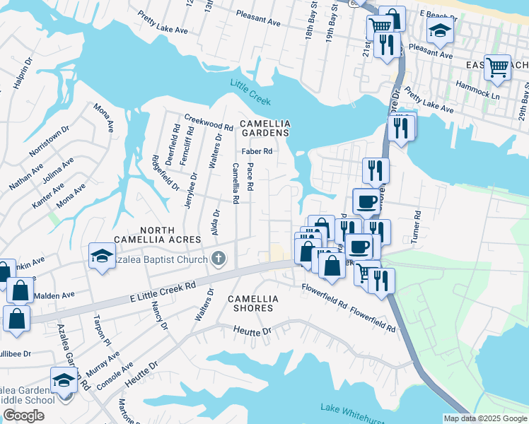 map of restaurants, bars, coffee shops, grocery stores, and more near 8009 Redmon Road in Norfolk
