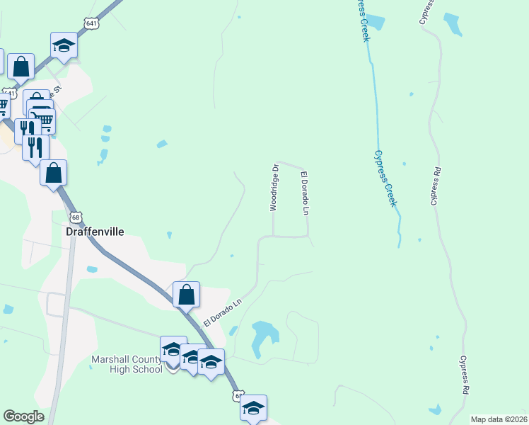 map of restaurants, bars, coffee shops, grocery stores, and more near 700-798 Woodridge Drive in Benton
