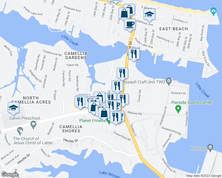map of restaurants, bars, coffee shops, grocery stores, and more near 8026 Ransom Road in Norfolk