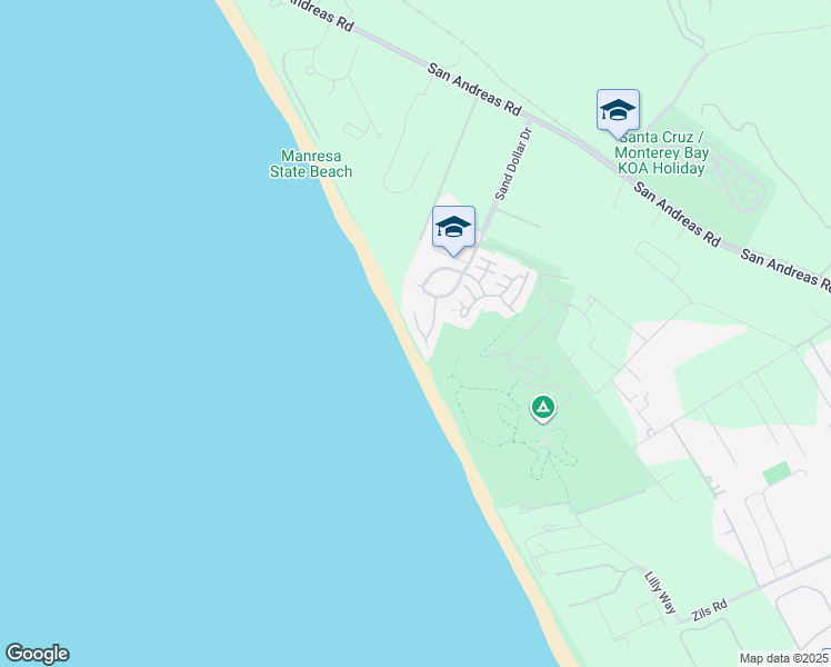 map of restaurants, bars, coffee shops, grocery stores, and more near 753 The Shore Line in La Selva Beach