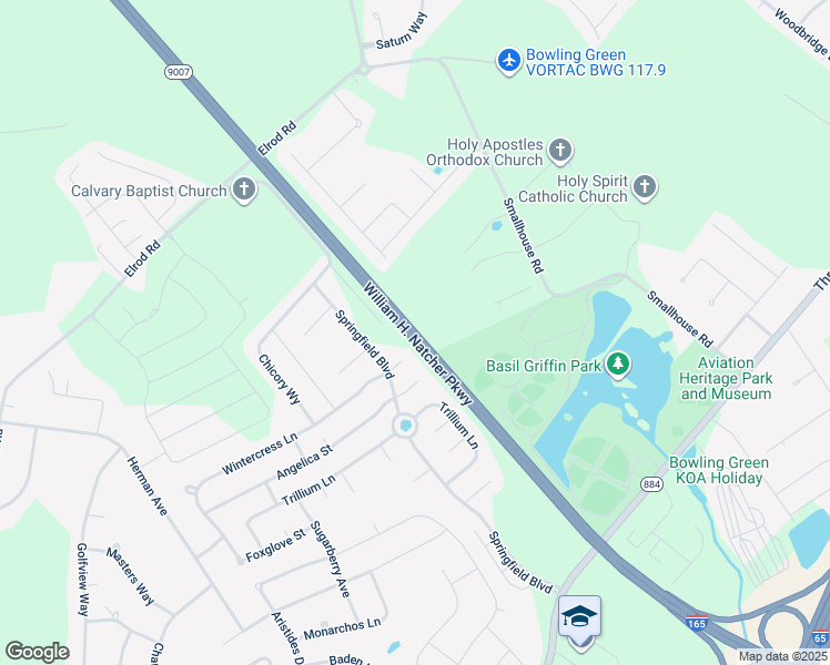 map of restaurants, bars, coffee shops, grocery stores, and more near William H. Natcher Green River Pkwy in Bowling Green
