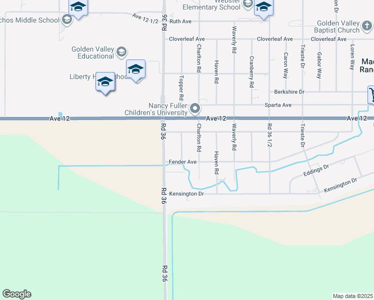 map of restaurants, bars, coffee shops, grocery stores, and more near 11851 Topper Rd in Madera