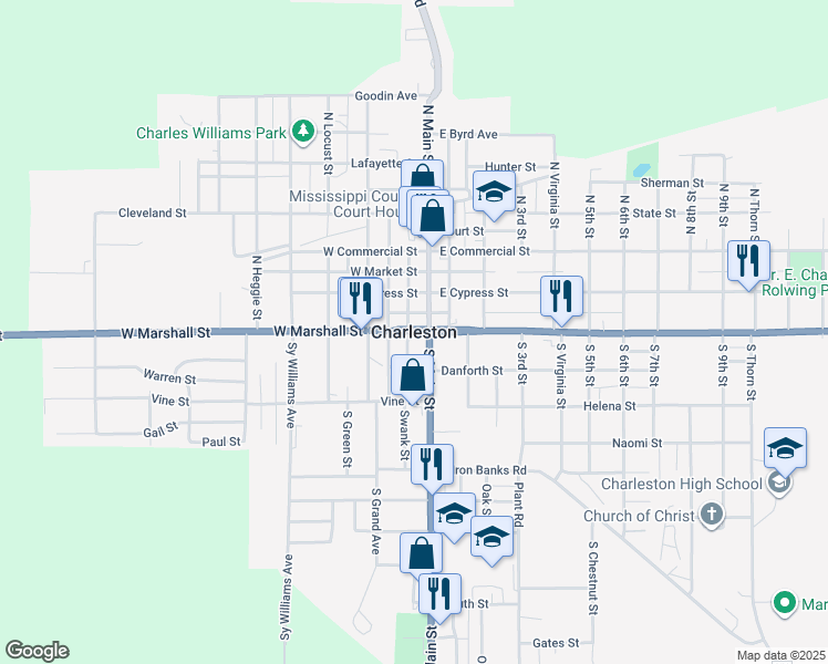 map of restaurants, bars, coffee shops, grocery stores, and more near in Charleston